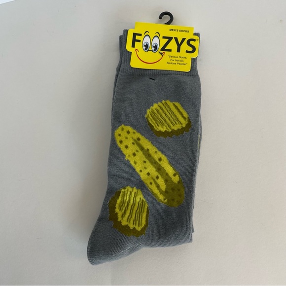 NWT Foozys Socks Grey With Green Pickles Print Mens - Picture 1 of 4